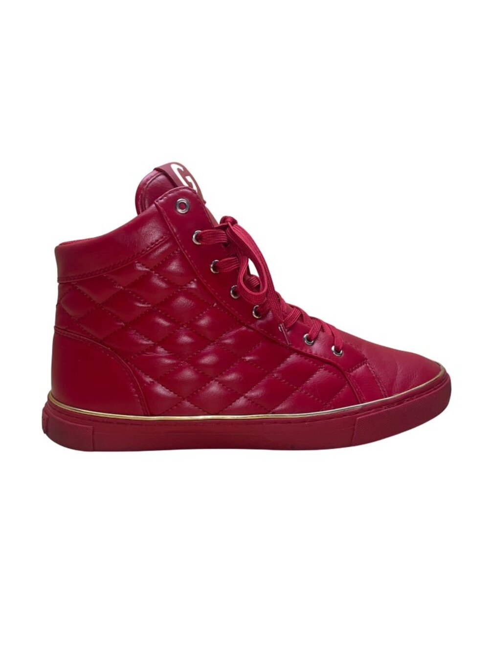 G By Guess Men’s Red Man-Made Quilted Lace-Up GX Moto High-Top Sneakers Size 11